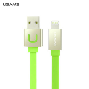  USB кабел тип лента USAMS за Iphone 5/5s/5c/6/6plus/iPod touch 5/iPod nano 7 зелен